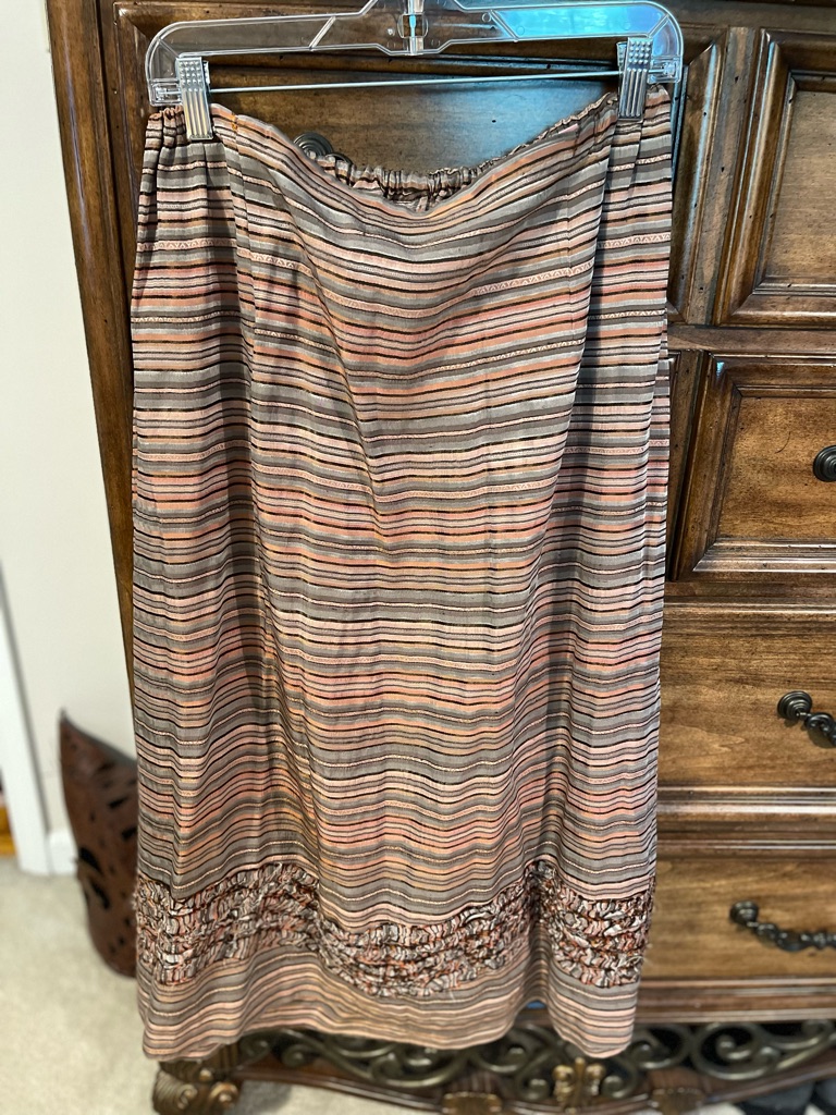 Striped Maxi Skirt In Muted Pink And Beige